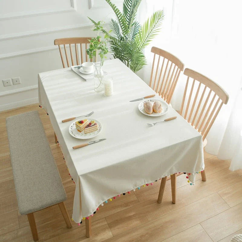 Hhomeenjoy Elegant Cotton-Linen Tablecloth for Effortless Entertaining