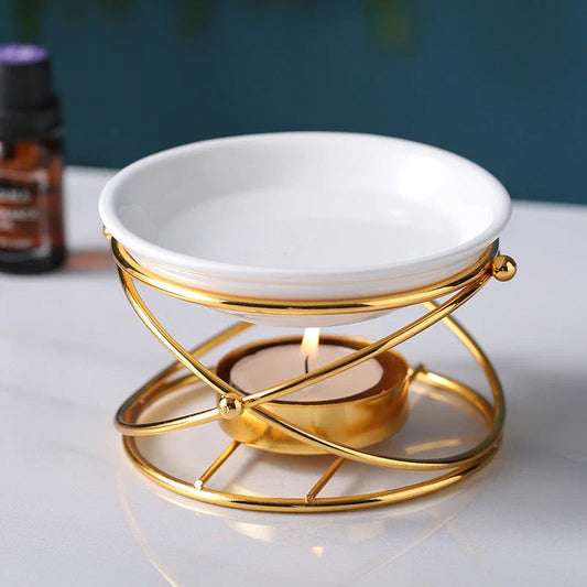 Elegant gold-finished hollow aromatherapy oil diffuser with round or square frame shapes