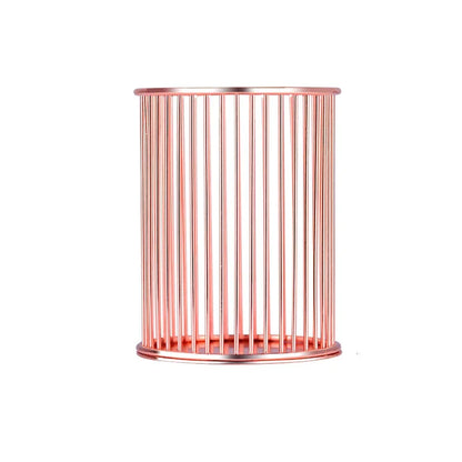 Rose Gold Plated Pen Holder for Desk or Vanity - Elegant, Durable, and Multi-Functional Organizer