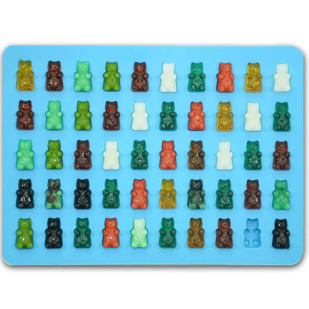 Cute bear-shaped nonstick silicone candy molds in blue color