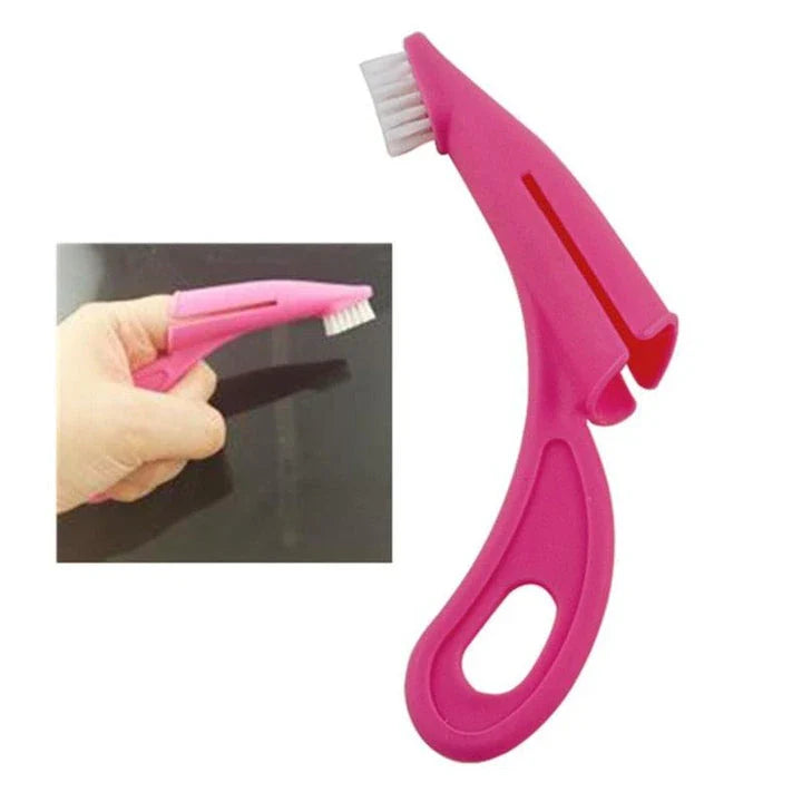 An ergonomic finger toothbrush designed for easy and effective pet dental care, featuring soft bristles and a comfortable grip.
