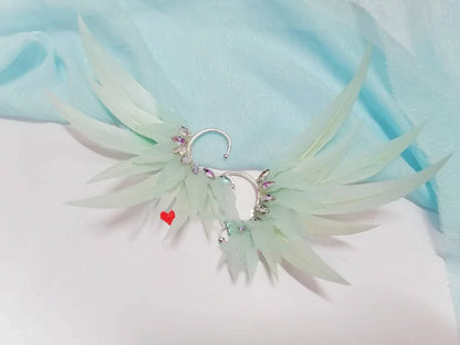 Elegant feather earrings with delicate angel wing design in various color options