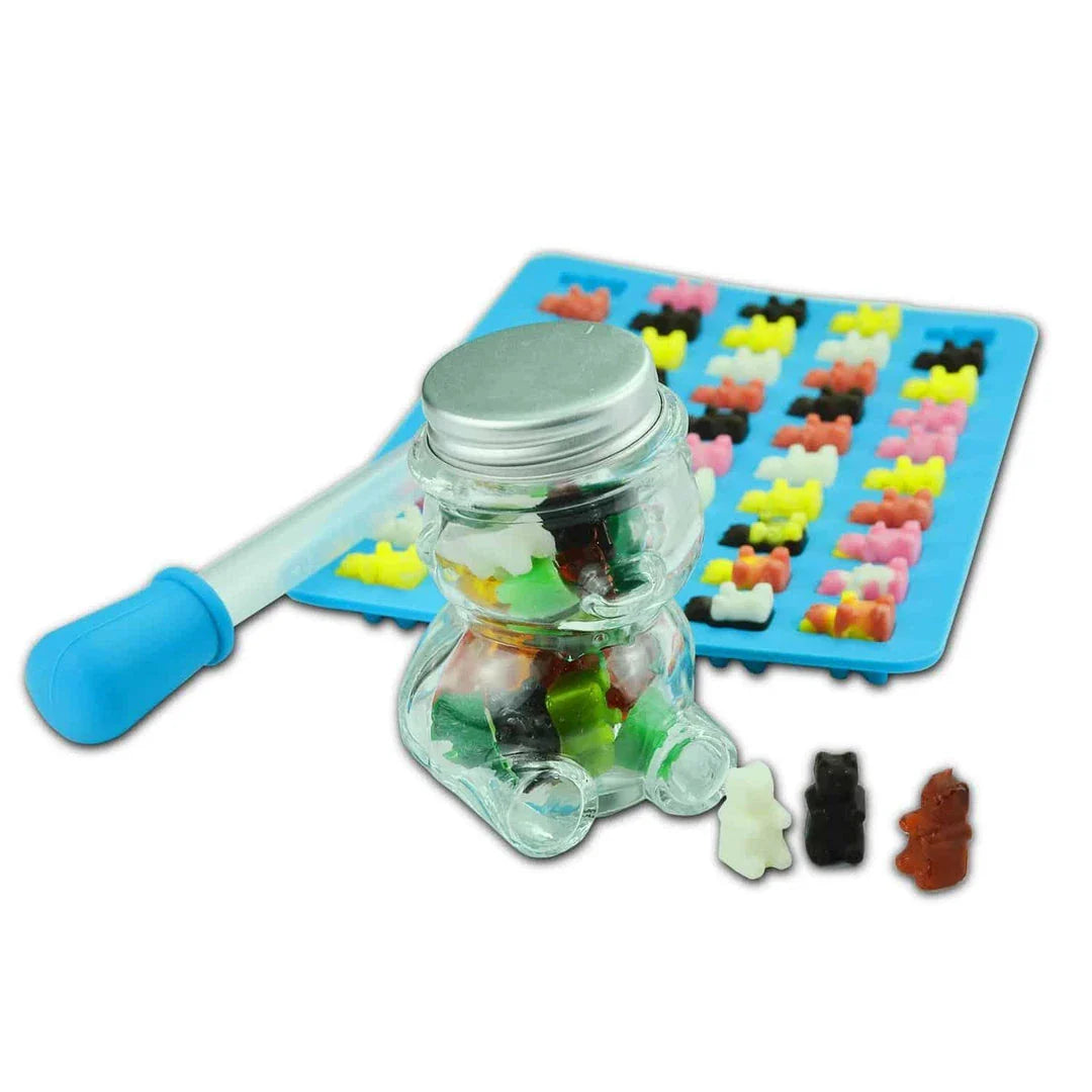 Cute bear-shaped nonstick silicone candy molds in blue color