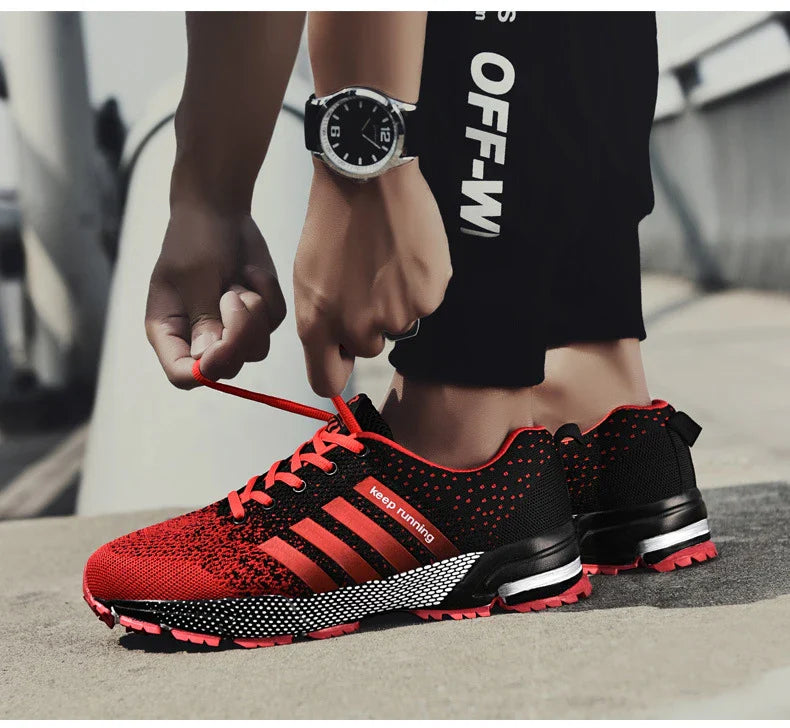 Lightweight, breathable mesh running shoes with flexible rubber soles for active lifestyles