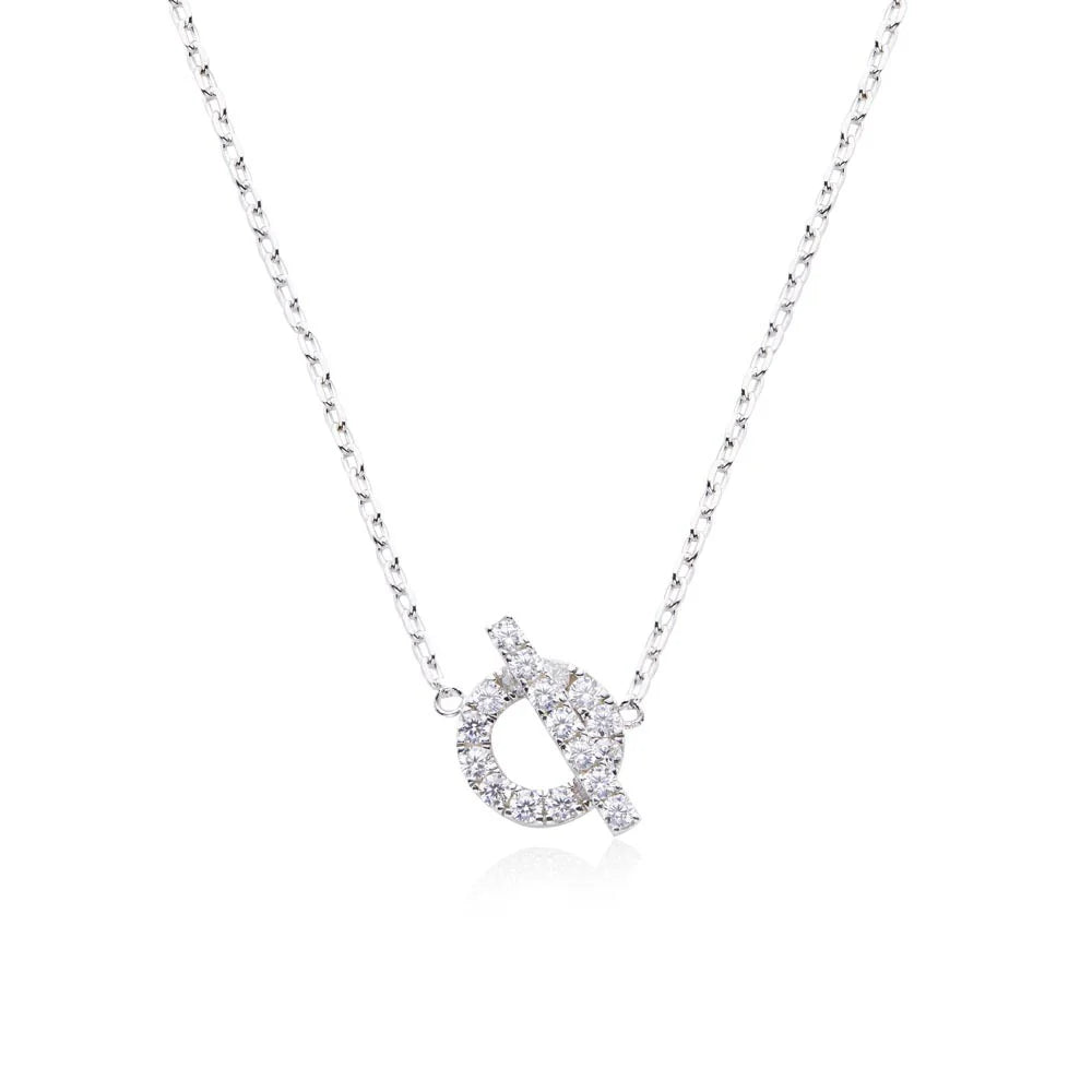 925 Silver Pig Nose Necklace with Gold-Plated Zircon Stones and Adjustable O-Ring Chain