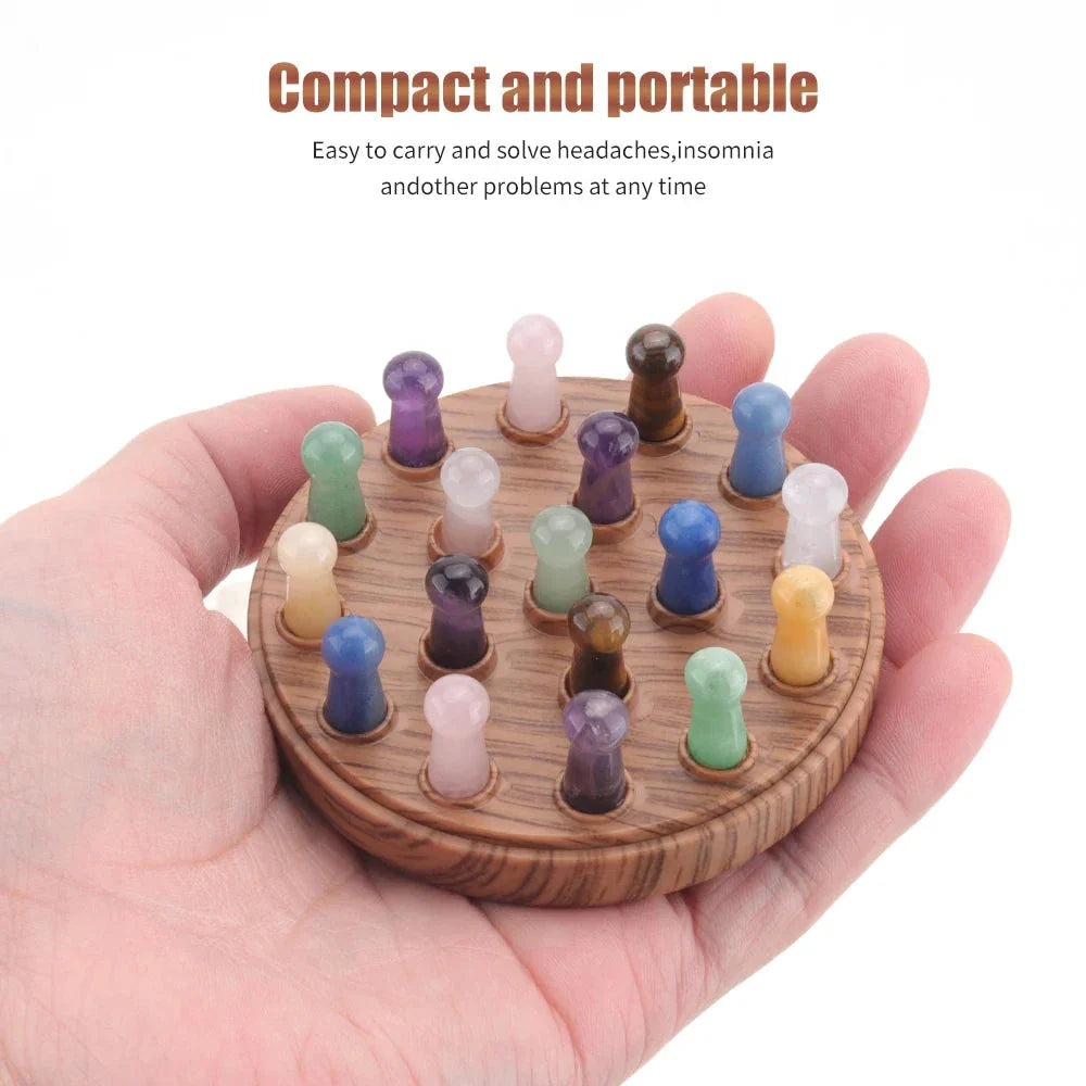 New Scalp Massage Comb with Pink Quartz, Green Aventurine, and Wood Grain Design