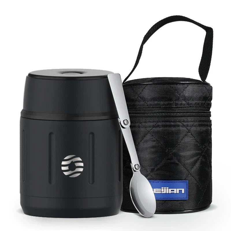 500ml Insulated Stainless Steel Meal Jar with Foldable Spoon, Perfect for Hot or Cold Meals on the Go