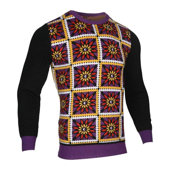 Stylish men's round neck Christmas sweater in various festive colors