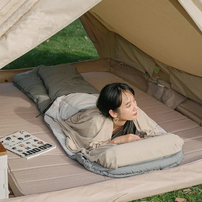 Premium cotton sleeping bag liner for comfortable and hygienic outdoor adventures and travel