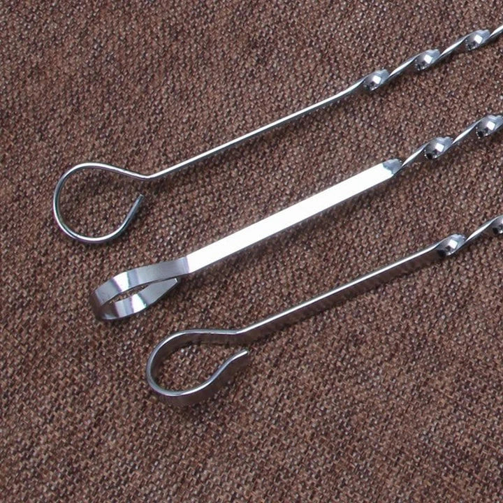 Hhomeenjoy Durable Flat Stainless Steel Barbecue Skewers Set