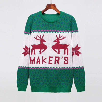 Stylish men's round neck Christmas sweater in various festive colors