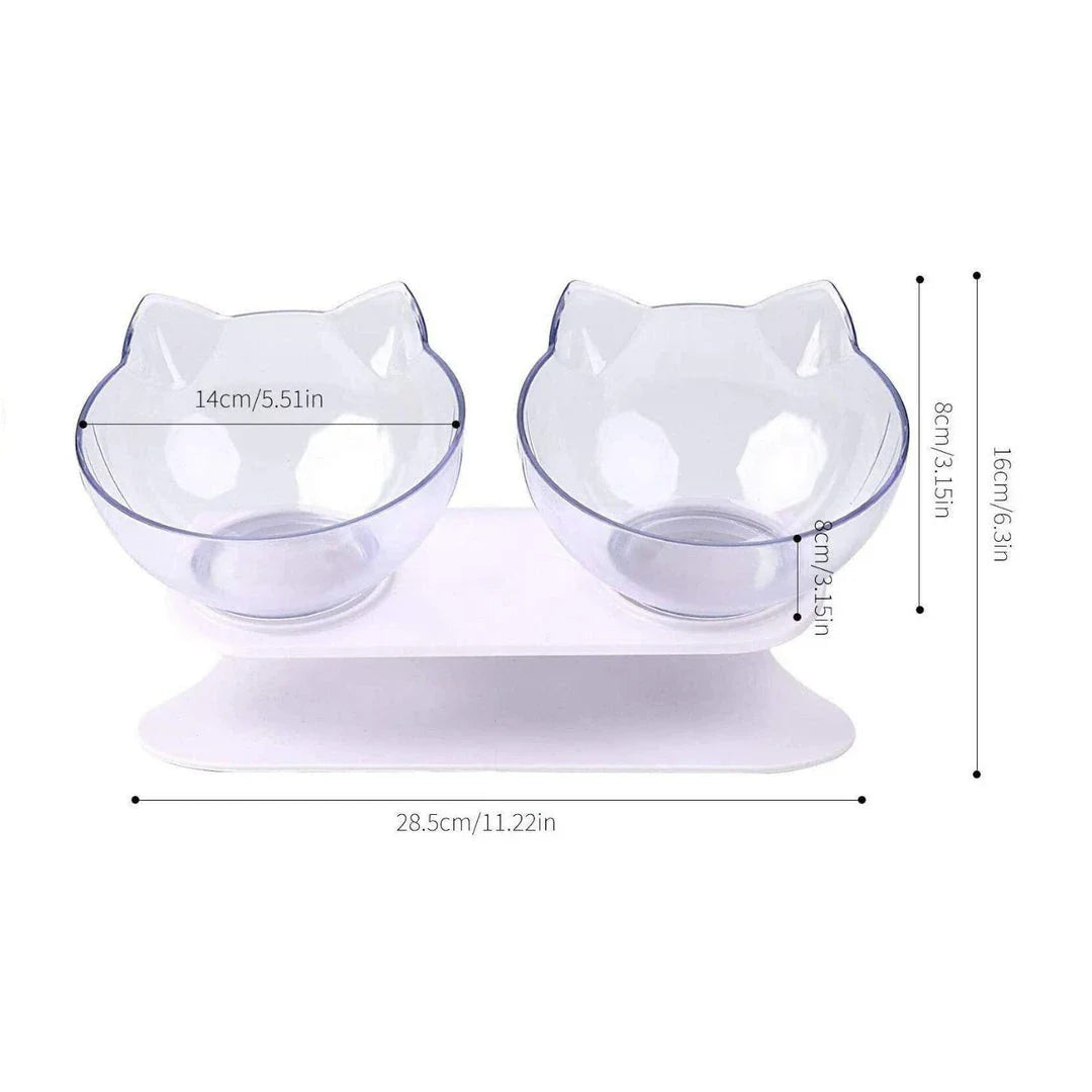 Ergonomic Non-Slip Cat Bowls with Raised Stand in Gray and Black colors