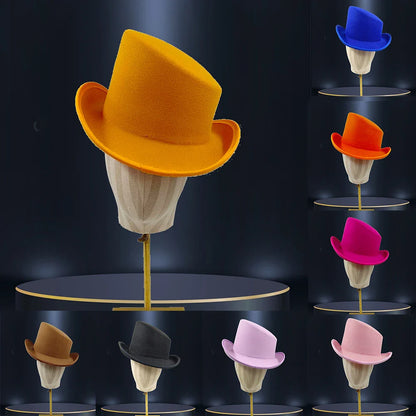 Soft, wool flat top roll brim hat in a variety of colors for men, perfect for autumn and winter wear
