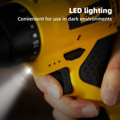 12V cordless electric screwdriver with brushless motor and LED light for DIY home improvement projects