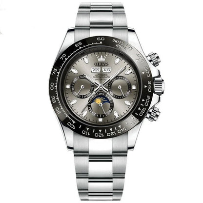 Elegant automatic men's watch with stainless steel case and adjustable bracelet, showcasing precise timekeeping and versatile design.