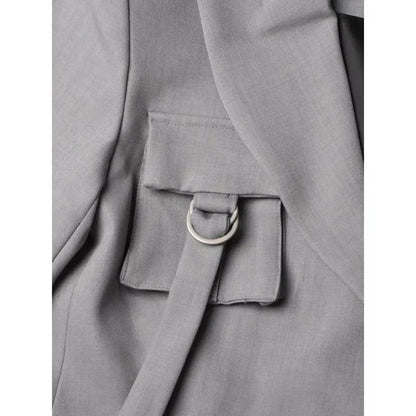 Stylish patchwork windbreaker trench coat with notched collar, button detailing, and flattering wide-waisted cut