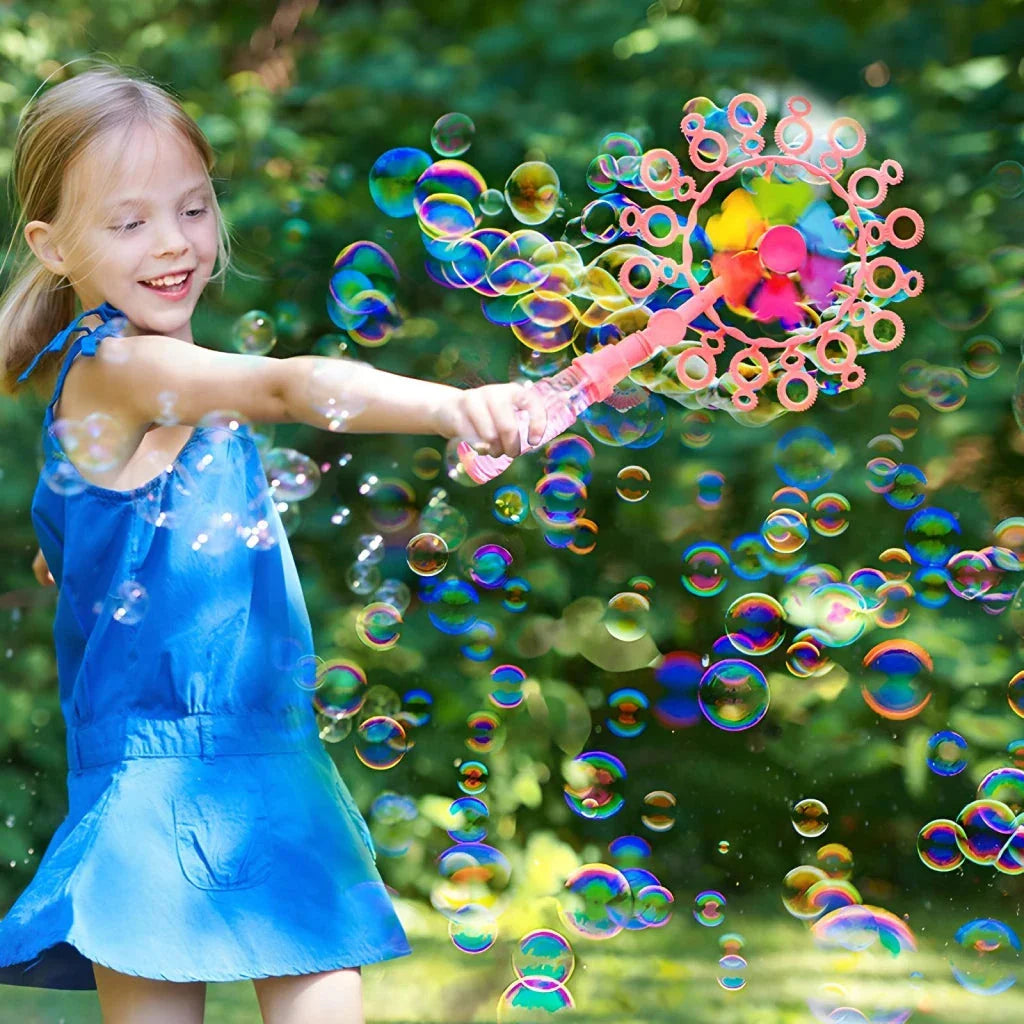 Handheld Bubble Blowing Windmill Wand - A vibrant and durable toy that creates a stream of beautiful bubbles with a simple wave of the wand