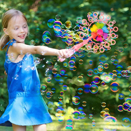 Handheld Bubble Blowing Windmill Wand - A vibrant and durable toy that creates a stream of beautiful bubbles with a simple wave of the wand