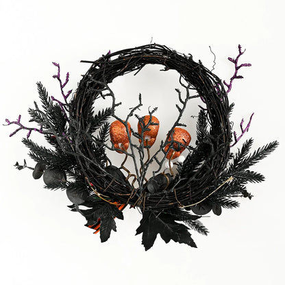 Spooktacular Halloween Skull Wreath with simulated yellow skulls, a chilling yet elegant addition to your holiday decor