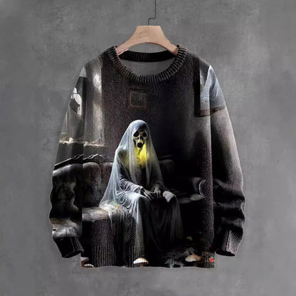 Ghostly Halloween sweater with playful ghost design, available in a variety of colors and sizes