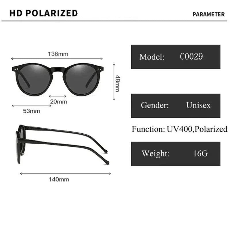 Retro round polarized sunglasses with UV400 protection, stylish frame design, and durable construction