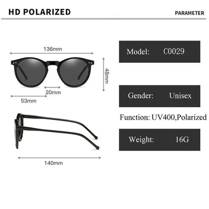 Retro round polarized sunglasses with UV400 protection, stylish frame design, and durable construction