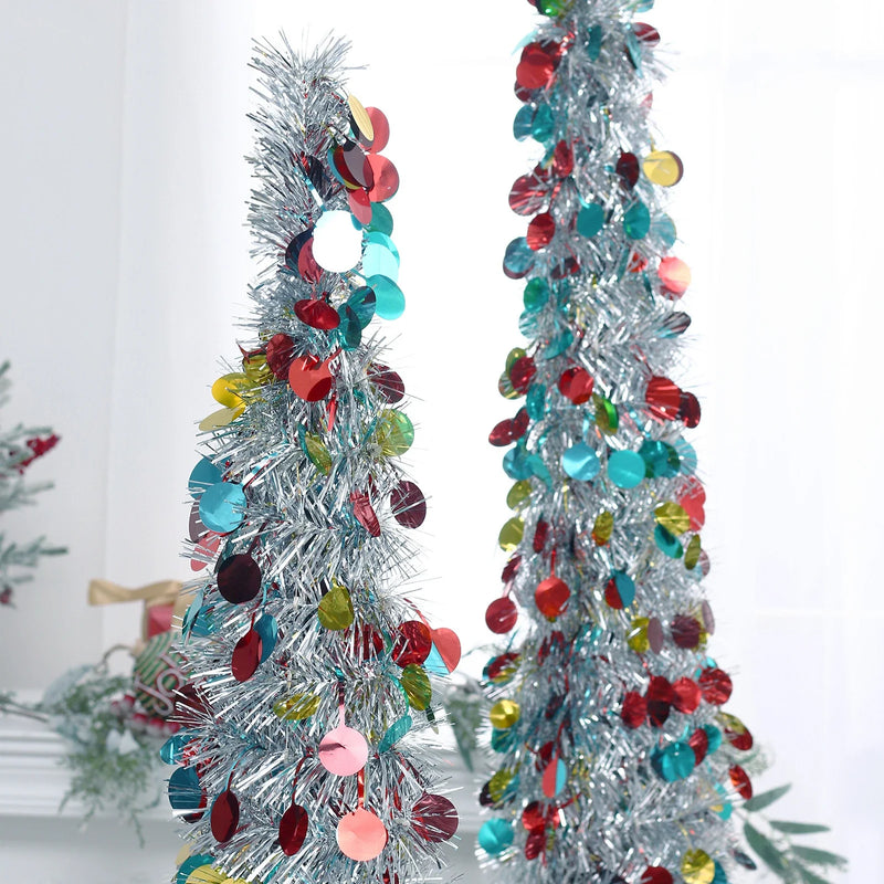 Hhomeenjoy US Retractable Folding Christmas Tree Decorative Ornaments