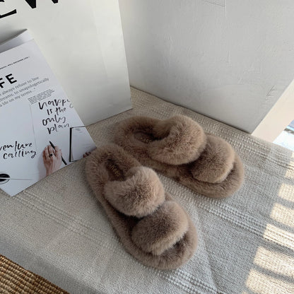Cozy and stylish hairy slippers for fashionable women, available in multiple color options