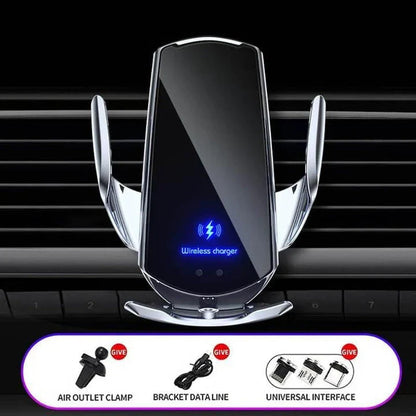 15W Fast Charging Auto-Clamping Wireless Car Charger with 360-Degree Rotation and Universal Qi Compatibility
