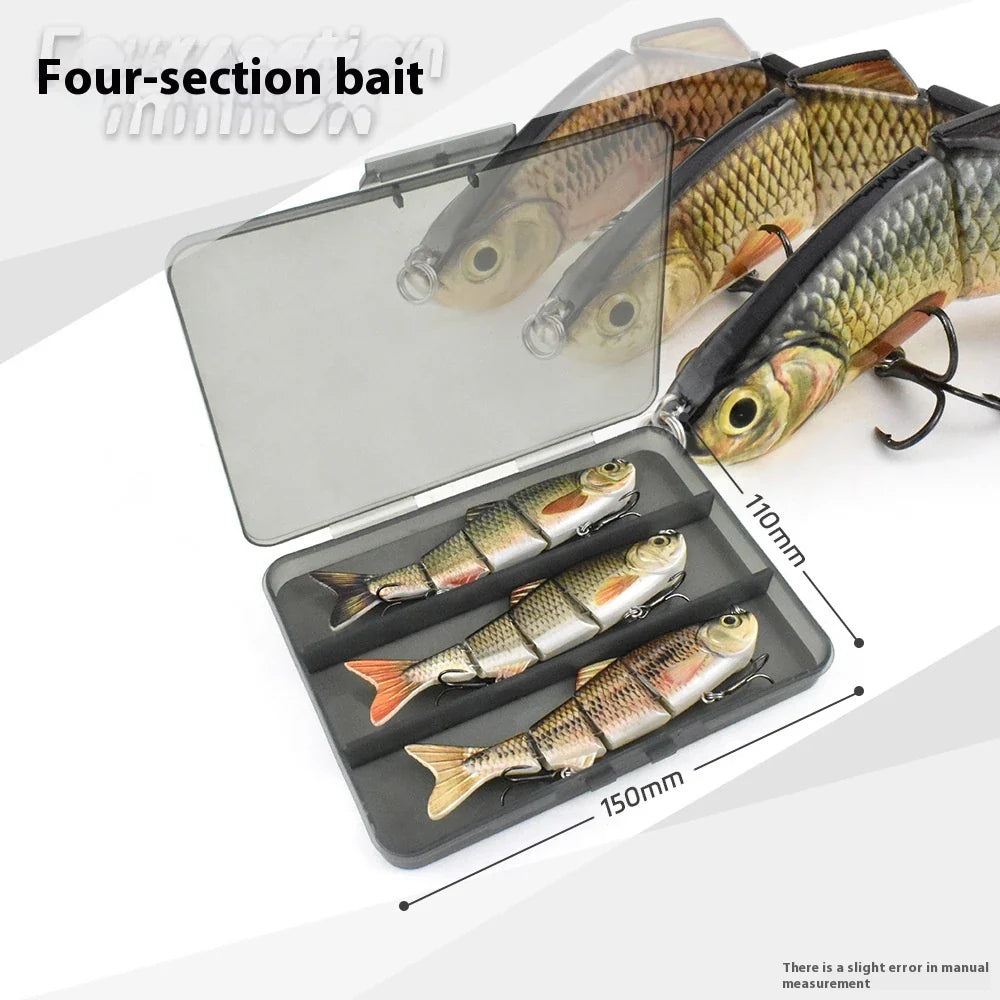Flexible Multi-section Fish Lure with lifelike swimming action, corrosion-resistant hook, and 3D simulation eye