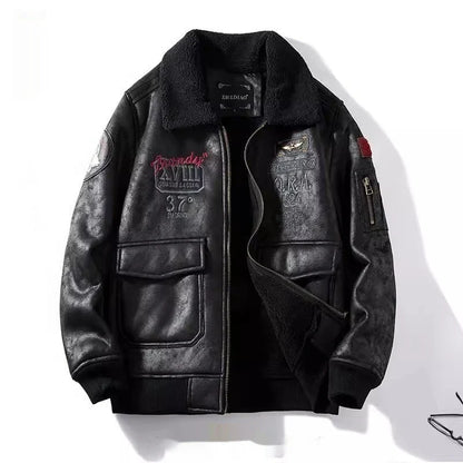 Cozy lambswool fleece-lined suede jacket in classic black and brown colors