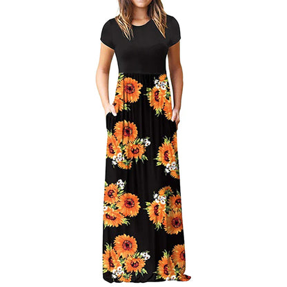 Stylish Bohemian dress with a vibrant collage-inspired print and milk silk fabric