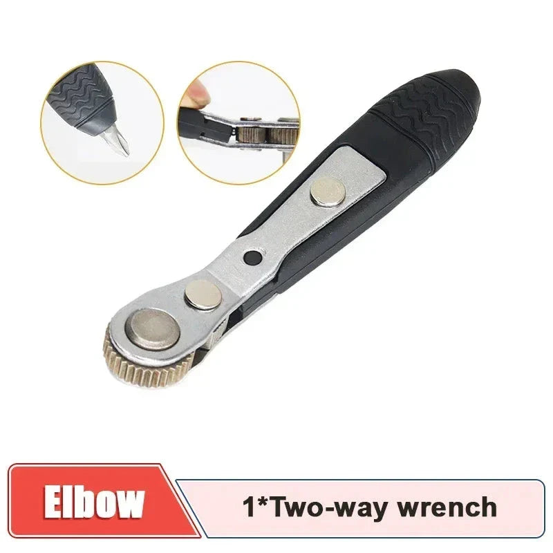 Compact Ratchet Wrench Screwdriver with Magnetic Adsorption for Precise Repair Work in Tight Spaces