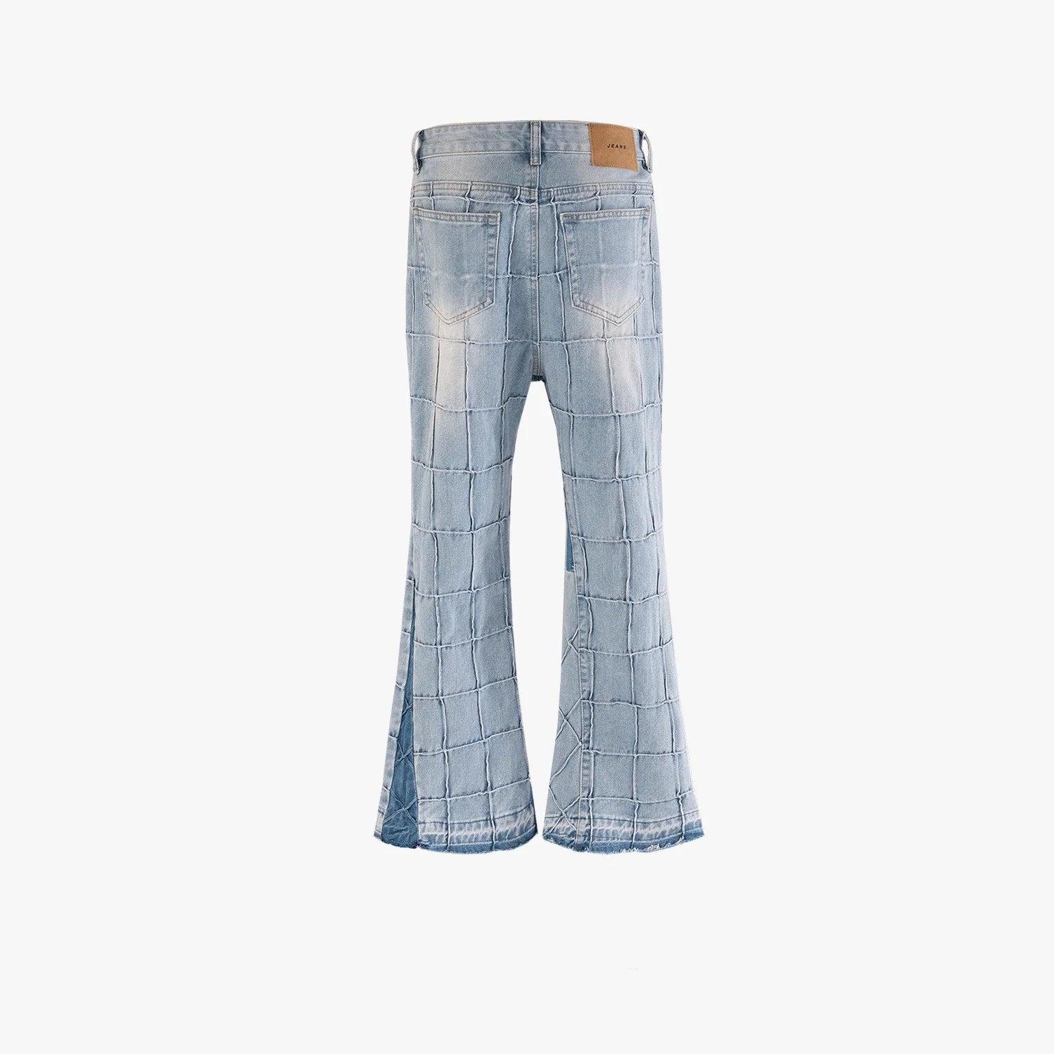 Fashionable waffle-textured casual jeans for men and women in black and gray colors