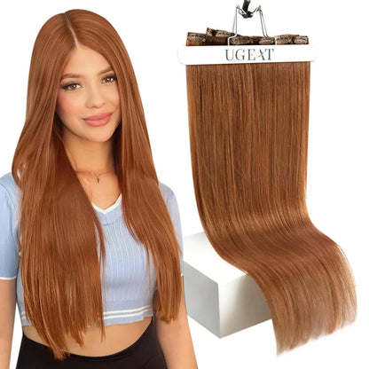 12-inch clip-in human hair extensions in balayage highlight blonde color for luxurious and glamorous hairstyles