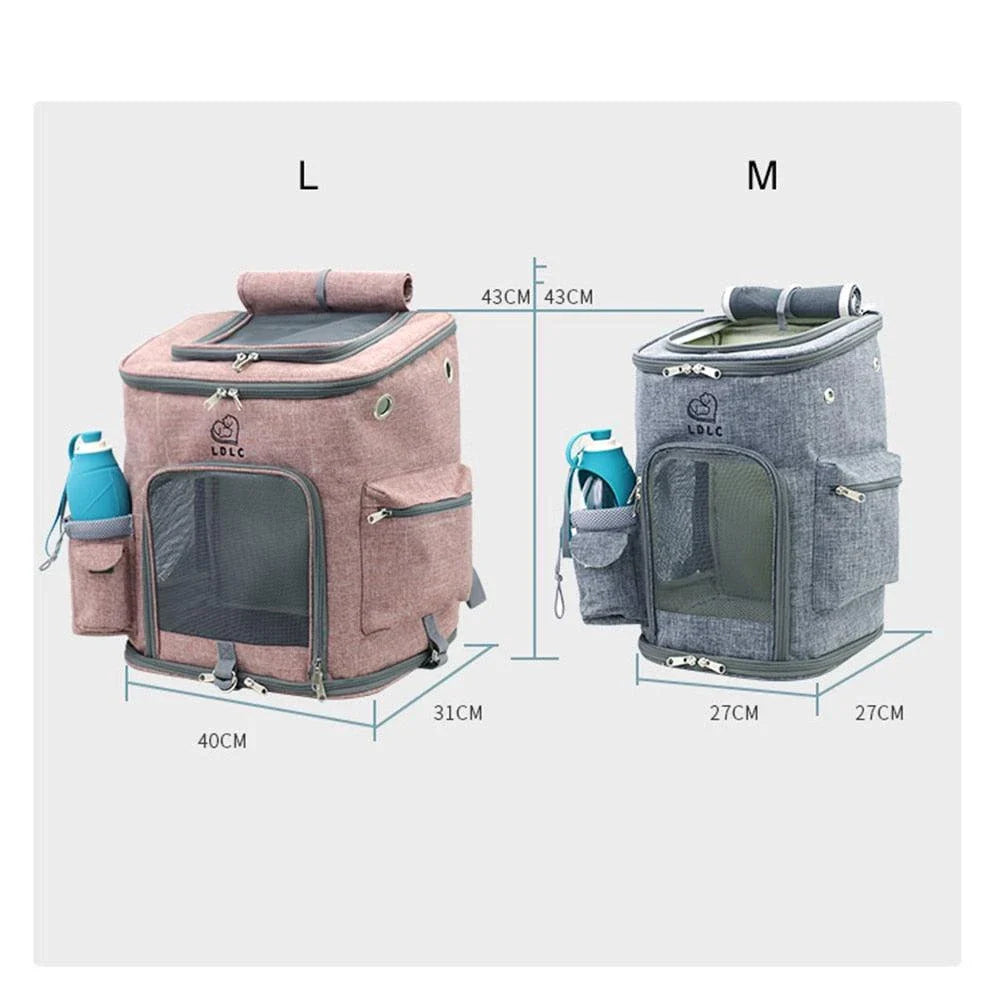 Melange Color Backpack Cat Carrier with Padded Interior, Breathable Mesh Panels, and Adjustable Straps for Comfortable Pet Transportation
