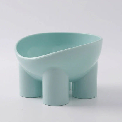 Elevated high foot pet bowl with neck support and anti-tip design for small dogs and cats