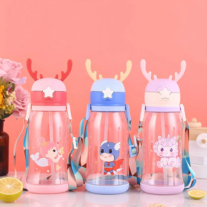 Cartoon Antler Sippy Cup for Kids - 600ml Spill-Proof Hydration Companion with Vibrant Design and Practical Features