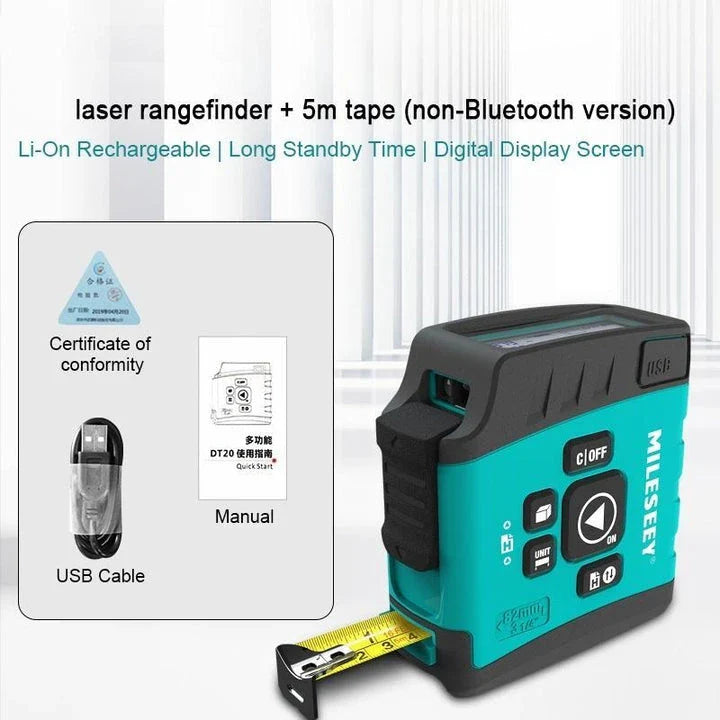 40M 2-in-1 Digital Laser Tape Measure and Rangefinder - Precision Measurement Tool for Home, Construction, and DIY Projects