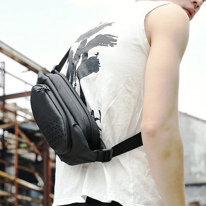 Trendha Mini Casual Sports Shoulder Bag in Black, featuring a compact yet roomy design, durable Oxford cloth construction, and waterproof protection.