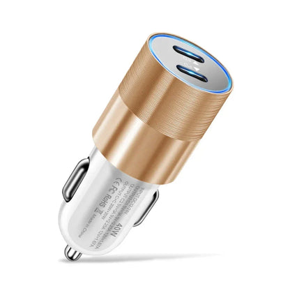 68W Dual USB-C Car Charger with lightning-fast charging capabilities and sleek, compact design