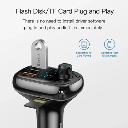 Bluetooth 5.0 FM Transmitter and Fast Charging Car Adapter with Dual USB Ports for Hands-Free Calling and Audio Streaming