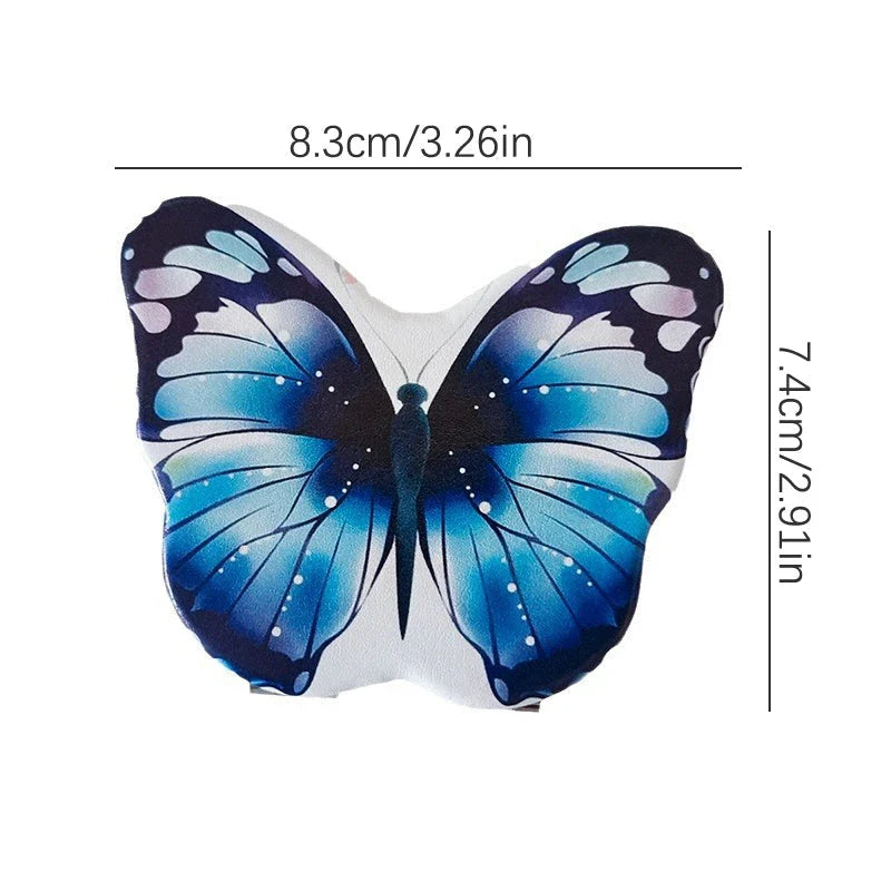 Compact Folding Butterfly Makeup Mirror with Premium PU Leather, Glass, and Zinc Alloy Construction