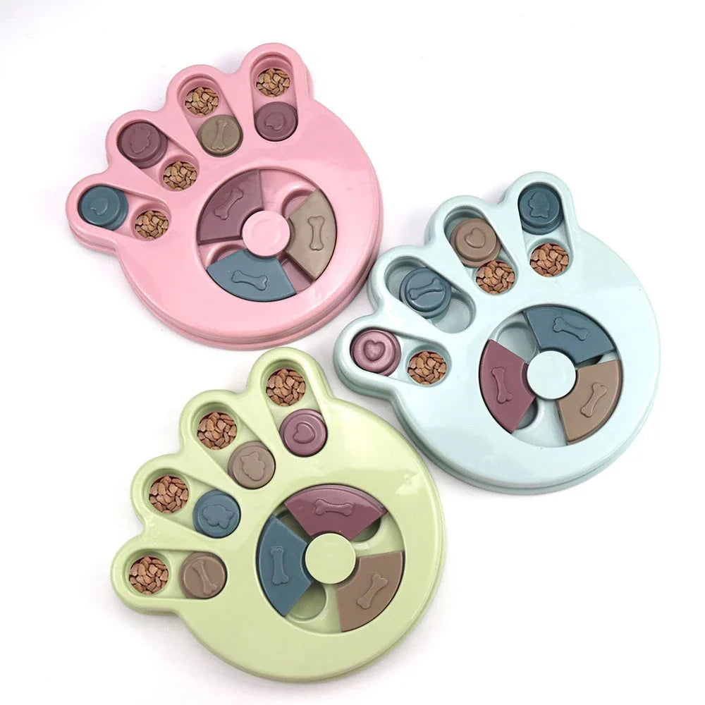 Interactive feeding and training toy for dogs and cats, designed to promote slower eating, reduce boredom, and enhance pet's mental stimulation