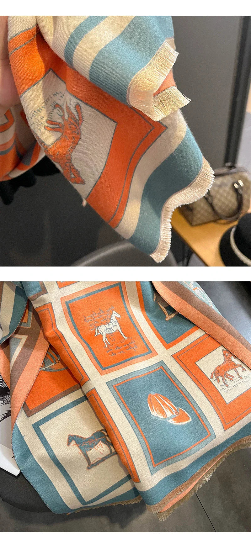 Elegant cashmere-blend scarf in a variety of colors, featuring a versatile design for warmth and cooling