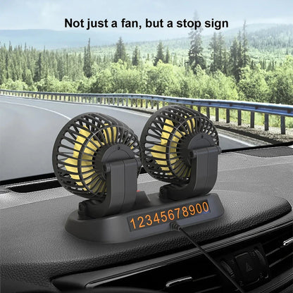 Dual Head USB Car Fan with Adjustable Airflow for Optimal Cooling in Vehicles