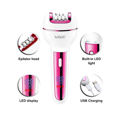 3-in-1 Multipurpose Women's Electric Shaver and Epilator with Epilator, Callus Remover, and Razor Attachments