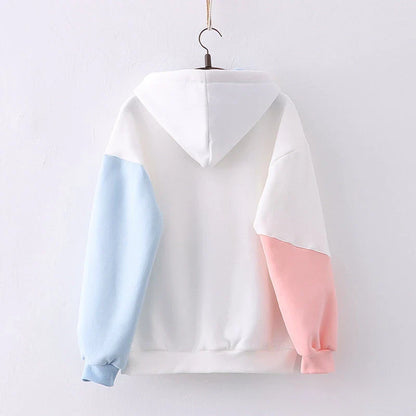 Cozy and stylish hooded sweater for trendy students, featuring plush velvet trim and oversized, slouchy fit for maximum comfort and warmth