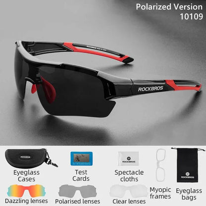 Pair of high-performance polarized sports sunglasses with interchangeable lenses for outdoor activities and sports