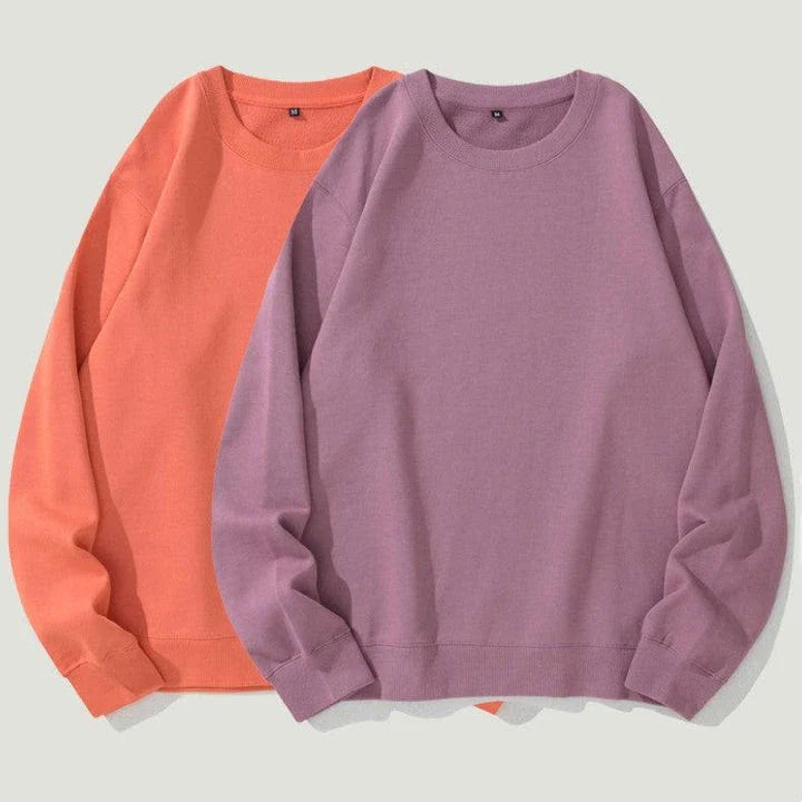 Heavyweight knit pullover sweater in various solid colors, perfect for couples to wear together